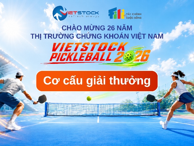 Cơ cấu giải thưởng Vietstock Pickleball 2026: Vinh danh bản lĩnh, tiếp sức đam mê